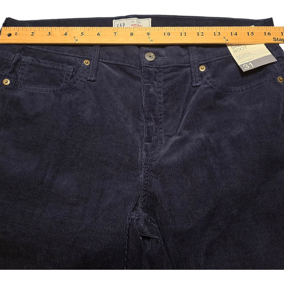 Gap Baby Boot Mid Rise Corduroy Pants Womens 12L Navy High Stretch Academia NWT - Picture 11 of 14